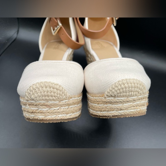 MICHAEL KORS Kendrick Wedge Sandals in Flax Canvas Leather Ankle Strap.Size6.5 M - Picture 10 of 16